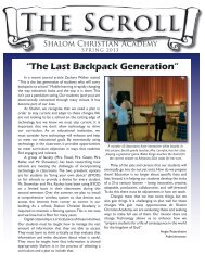 âThe Last Backpack Generationâ - Shalom Christian Academy