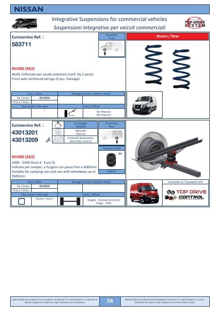 Catalogo Sospensioni CAMPER 2013 - TOP DRIVE SYSTEM