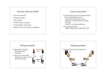 Protokoll, OSI och TCP/IP Vad är ett protokoll? Flerlagersmodeller ...