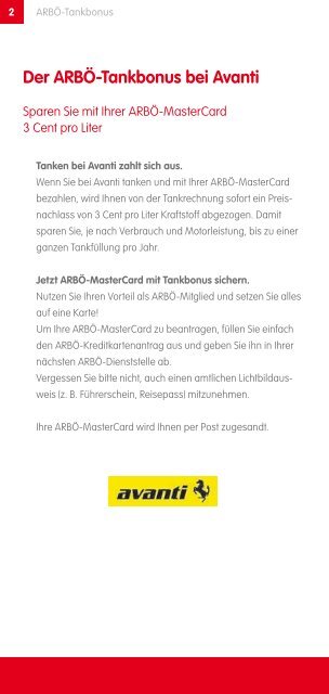 ARBÃ-MasterCard mit Tankbonus