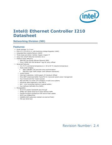 IntelÂ® Ethernet Controller I210 Datasheet