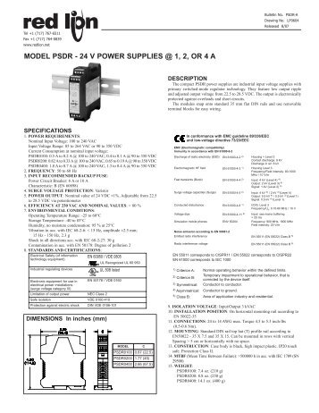 PSDR Data Sheet/Manual 272KB - Red Lion Controls