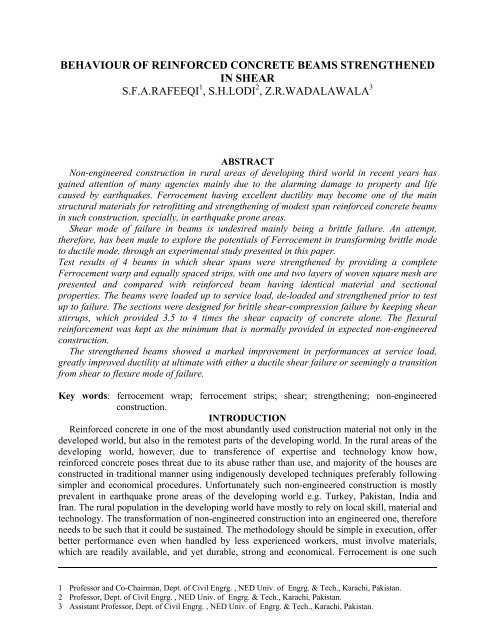 Behaviour Of Reinforced Concrete Beams Strengthened In Shear