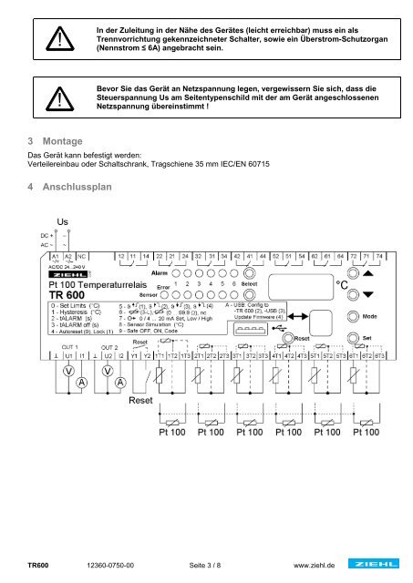 Kurzanleitung TR600 - Ziehl industrie-elektronik GmbH + Co KG