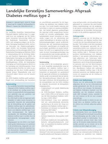 LESA Diabetes Mellitus - Nederlandse Vereniging van DiÃ«tisten