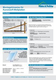 Montagehinweise fÃ¼r Kunststoff-Wellplatten - Heim und Hobby