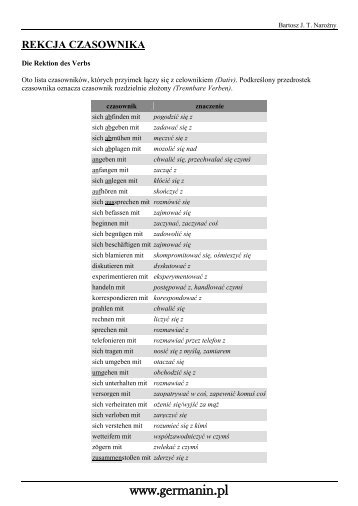 rekcja czasownika - Germanin.pl