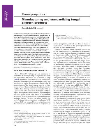 Manufacturing and Standardizing Fungal Allergen Products - Greer