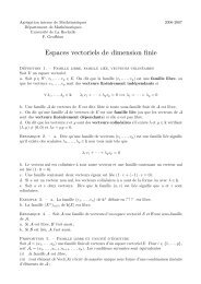 Espaces vectoriels de dimension finie - Université de La Rochelle