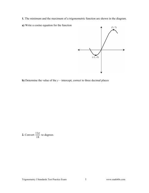 Pre-Calculus Math 40s Standards Test - Trigonometry I QUESTIONS ...