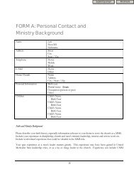 FORM A: Personal Contact and Ministry Background - United ...