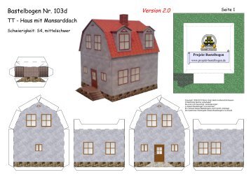 Bastelbogen 103d, TT Haus mit mansarddach - Projekt Bastelbogen