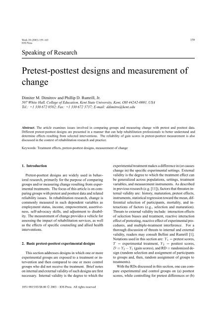 Pretest-posttest designs and measurement of change