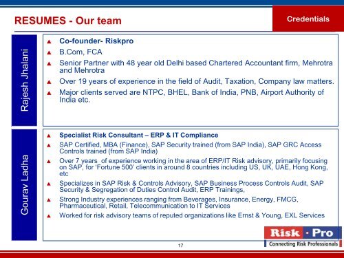 Risk Management Advisory & Consulting Riskpro, India