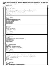 List of Rejected Proposals - Ministry of Environment and Forests