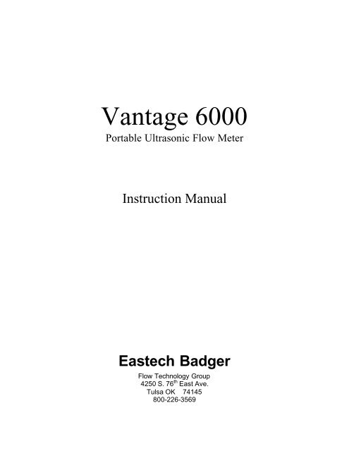 Vantage 6000 IOM - Eastech Flow Controls