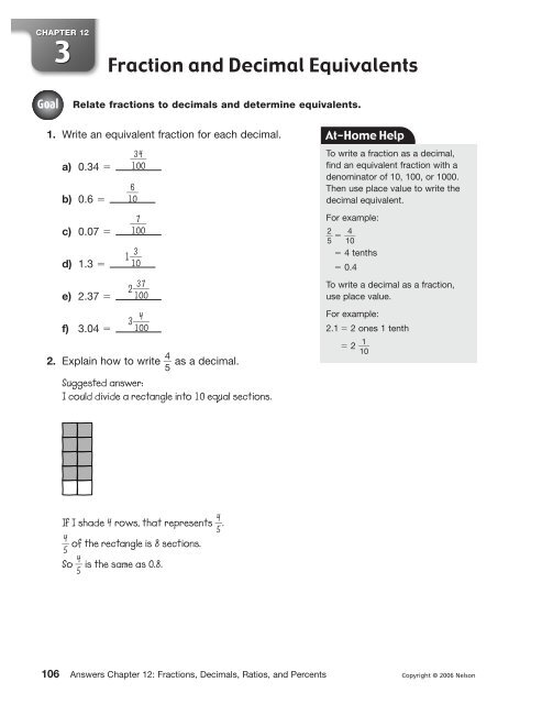 Chapter 12 Fractions Decimals Ratios And Percents
