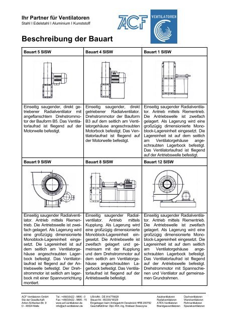 Bauart/Drehrichtung/Motorstellung - ACF Ventilatoren GmbH