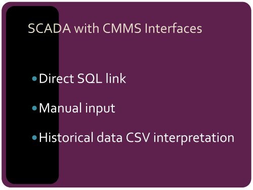 CMMS & SCADA -based maintenance Condition