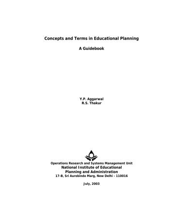 Concepts and terms in educational planning - a guidebook - DISE