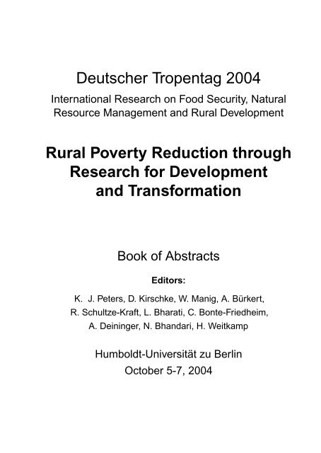 Deutscher Tropentag 2004 - Book of Abstracts