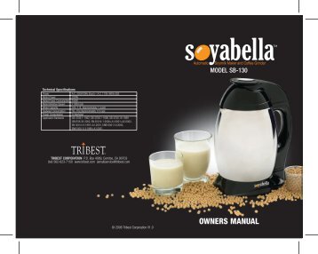 Soyabella Manual (Model SB-130) - Amazon S3