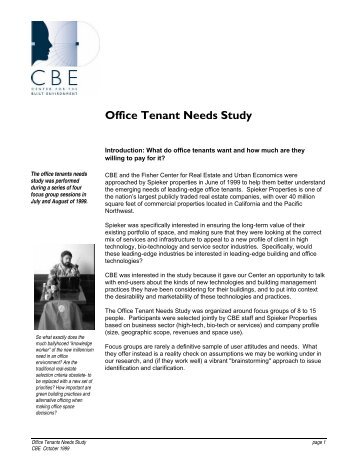 Office Tenant Needs Study - Center for the Built Environment ...