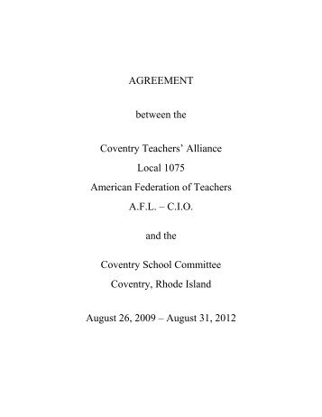 AGREEMENT between the - Coventry Public Schools