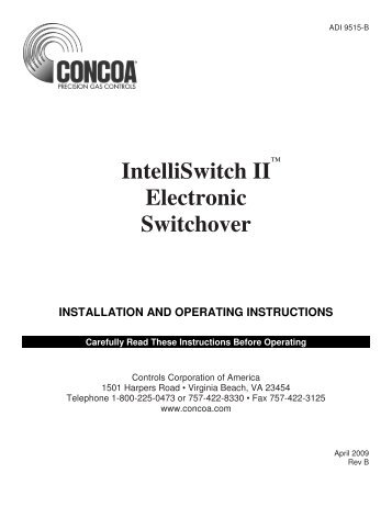 IntelliSwitch II Electronic Switchover INSTALLATION AND ... - Concoa