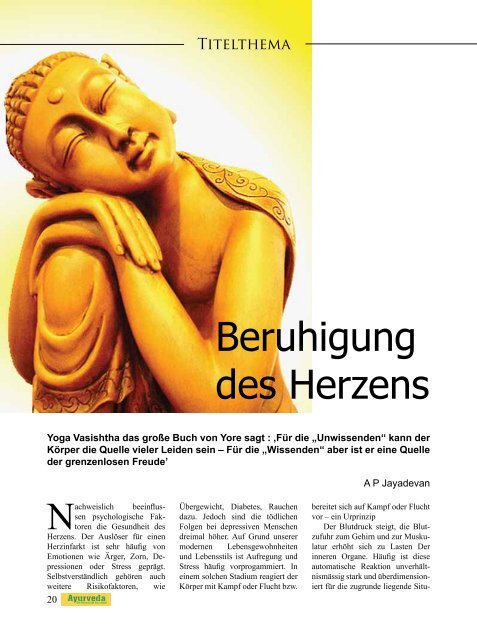 GEIST UND PSYCHE - Ayurveda Magazine