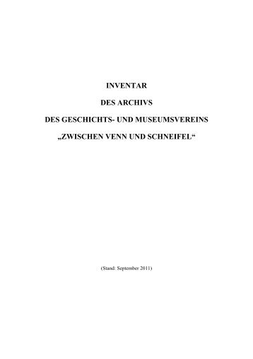 INVENTAR DES ARCHIVS DES GESCHICHTS- UND ...