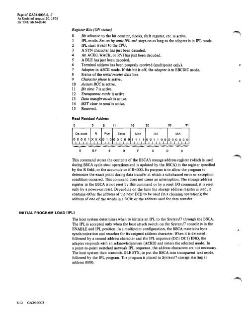 IBM System/7 Functional Characteristics - All about the IBM 1130 ...