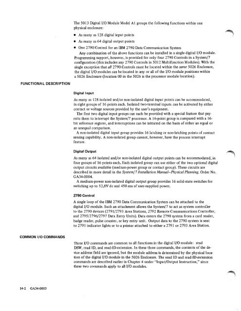 IBM System/7 Functional Characteristics - All about the IBM 1130 ...