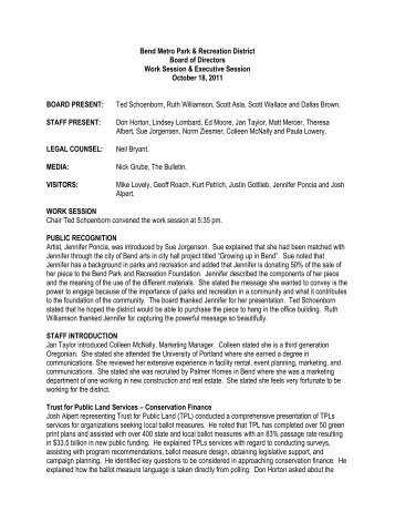 10-18-11 board meeting minutes - Bend Parks and Rec