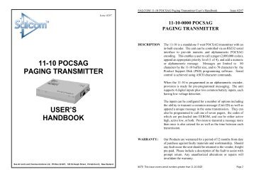 DOWNLOAD 11-10 Pocsag Paging Transmitter Product ... - Salcom