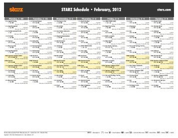 STARZ Schedule - February, 2012