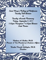 Saint Mary's College of California Faculty Fall Dinner & Faculty ...