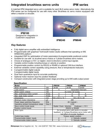 IPM series 30-640W Brushless DC drives - Mclennan Servo ...