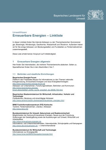 Erneuerbare Energien – Linkliste - WBV Viechtach