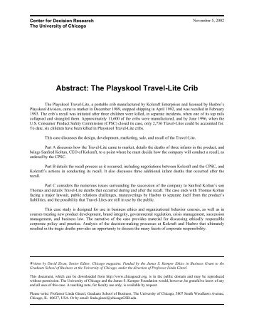 The Playskool Travel-Lite Crib - The Online Ethics Center for ...