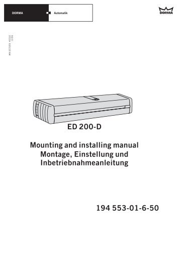 ED 200-D Mounting and installing manual Montage ... - Logo