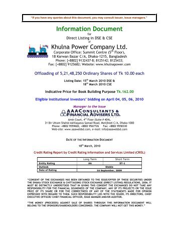 Information Document - Dhaka Stock Exchange