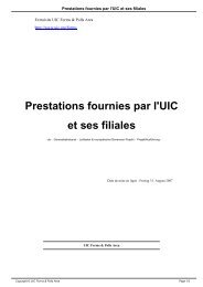 Prestations fournies par l'UIC et ses filiales
