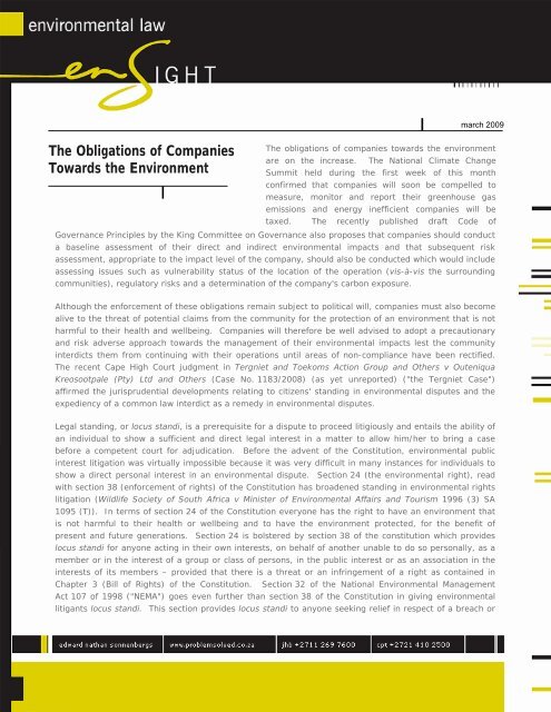 The Obligations of Companies Towards the Environment - ENS