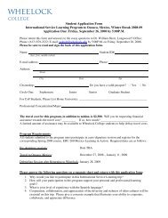 Student Application Form International Service Learning Program to ...