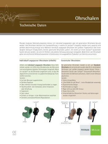 Ohrschalen Technische Daten DE - Phonak  Communications