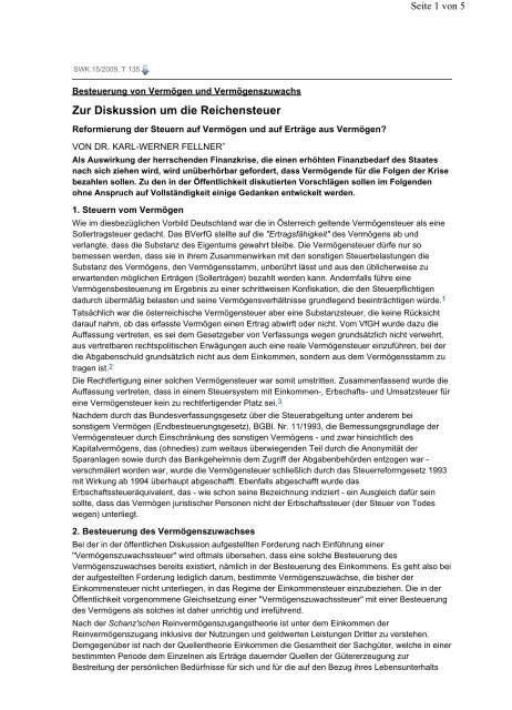 Zur Diskussion Um Die Reichensteuer