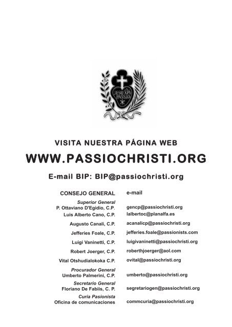 BoletÃ­n Internacional Pasionista - Passio Christi
