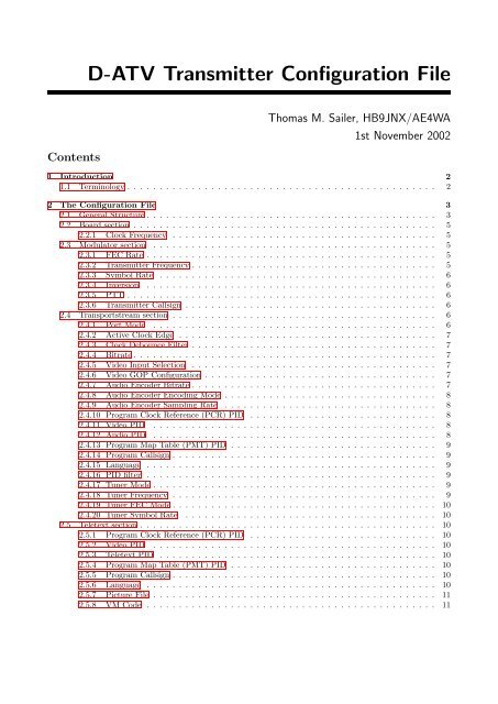 D-ATV DVB-S Transmitter Configuration File