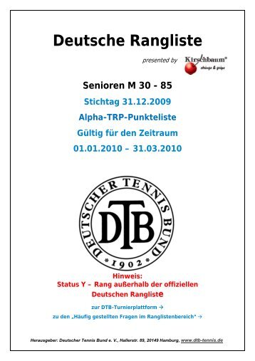 Deutsche Rangliste - TC Rot-Weiß Barsinghausen